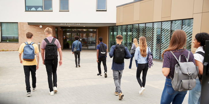 Students walking in university